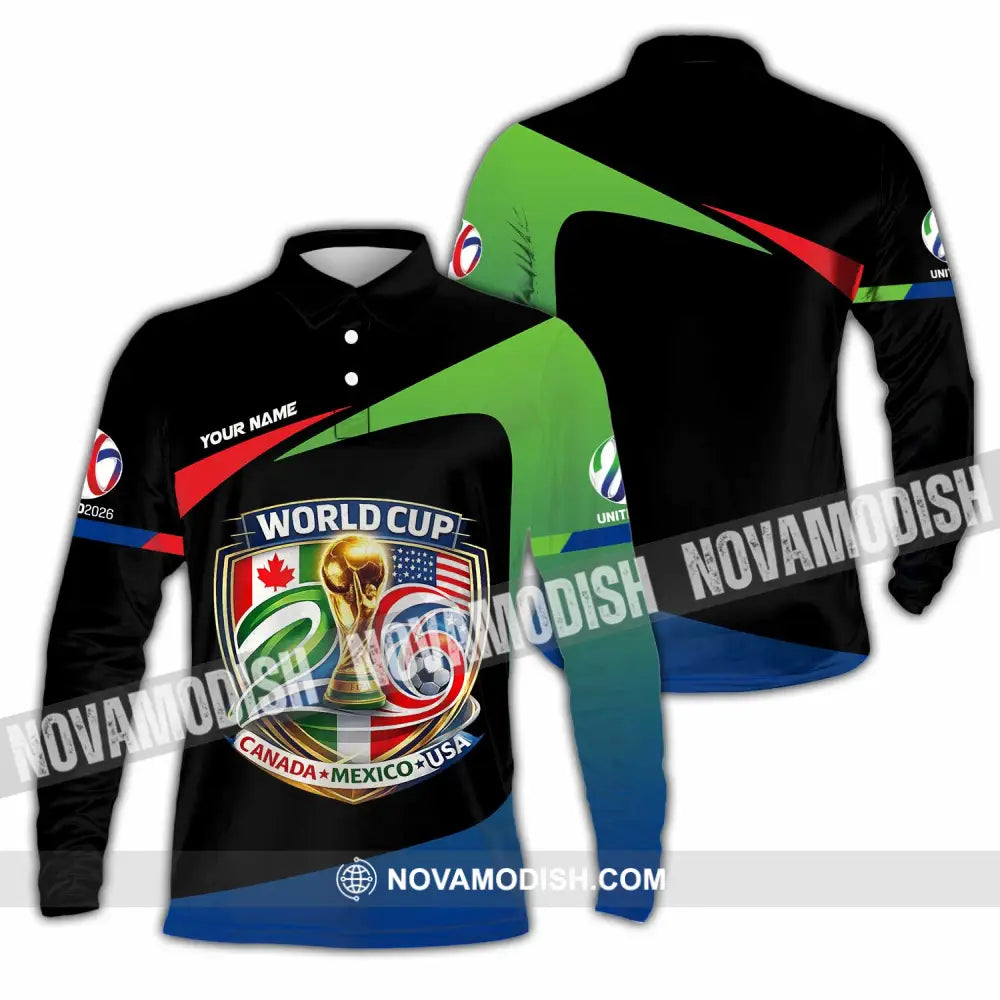 Unisex Shirt - Custom Fifa World Cup 2026 3D Shirt Long Sleeve Polo / S T-shirt