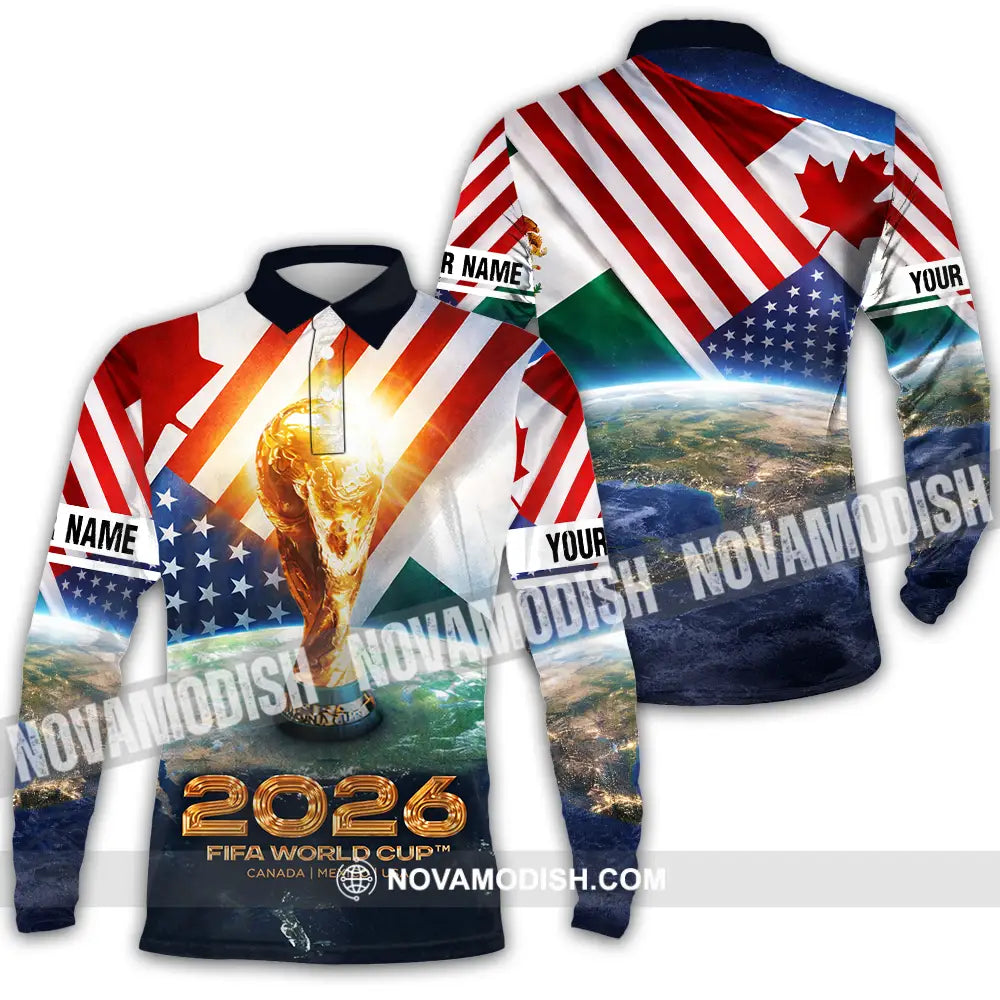 Unisex Shirt - Custom Fifa World Cup 2026 3D Shirt Long Sleeve Polo / S T-shirt