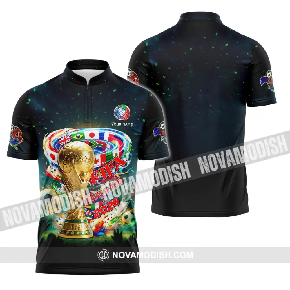 Unisex Shirt - Custom FIFA World Cup 2026 3D Shirt Zipper Polo Shirt / S T-shirt