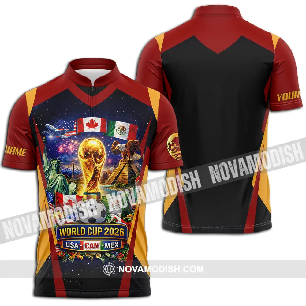 Unisex Shirt - Custom FIFA World Cup 2026 3D Shirt Zipper Polo Shirt / S T-shirt