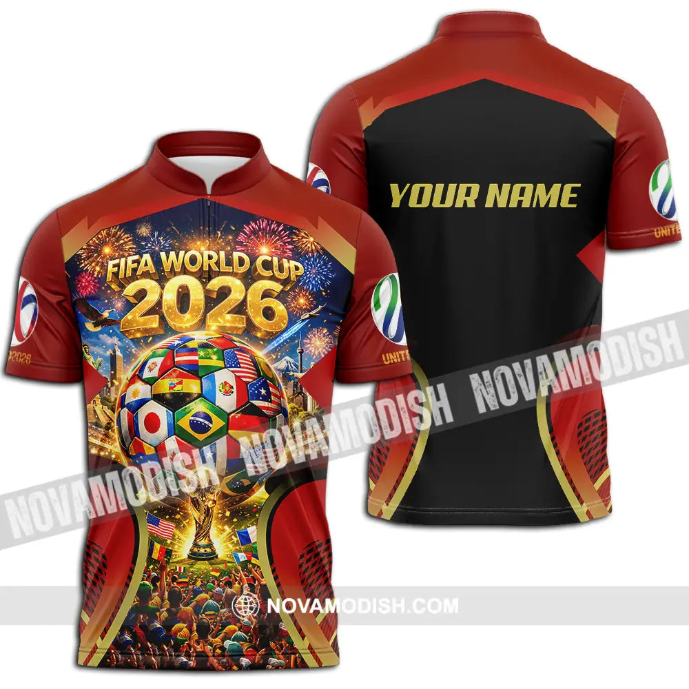 Unisex Shirt - Custom FIFA World Cup 2026 3D Shirt Zipper Polo Shirt / S T-shirt