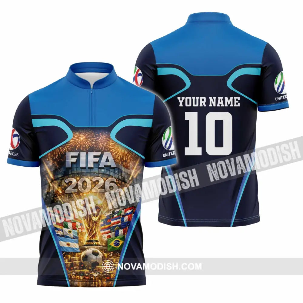 Unisex Shirt - Custom Fifa World Cup 2026 3D Shirt Zipper Polo Shirt / S T-shirt