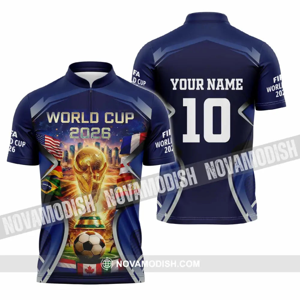 Unisex Shirt - Custom FIFA World Cup 2026 3D Shirt Zipper Polo Shirt / S T-shirt