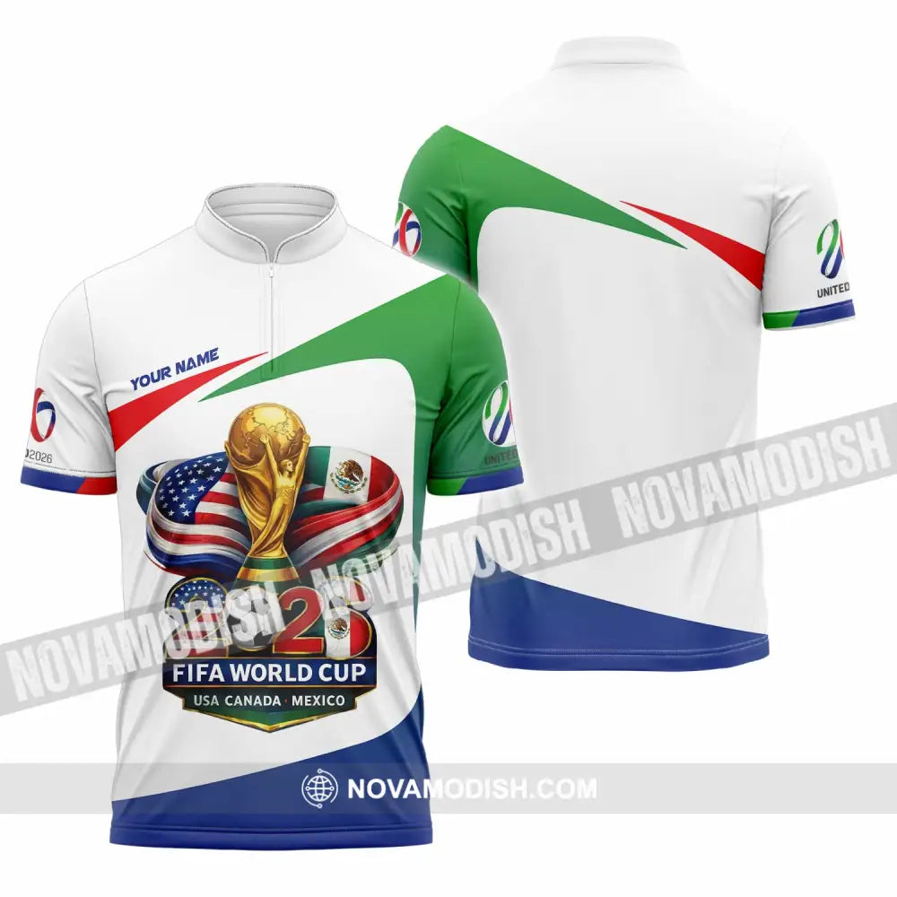 Unisex Shirt - Custom Fifa World Cup 2026 3D Shirt Zipper Polo Shirt / S T-shirt