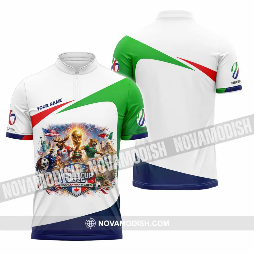 Unisex Shirt - Custom FIFA World Cup 2026 3D Shirt Zipper Polo Shirt / S T-shirt