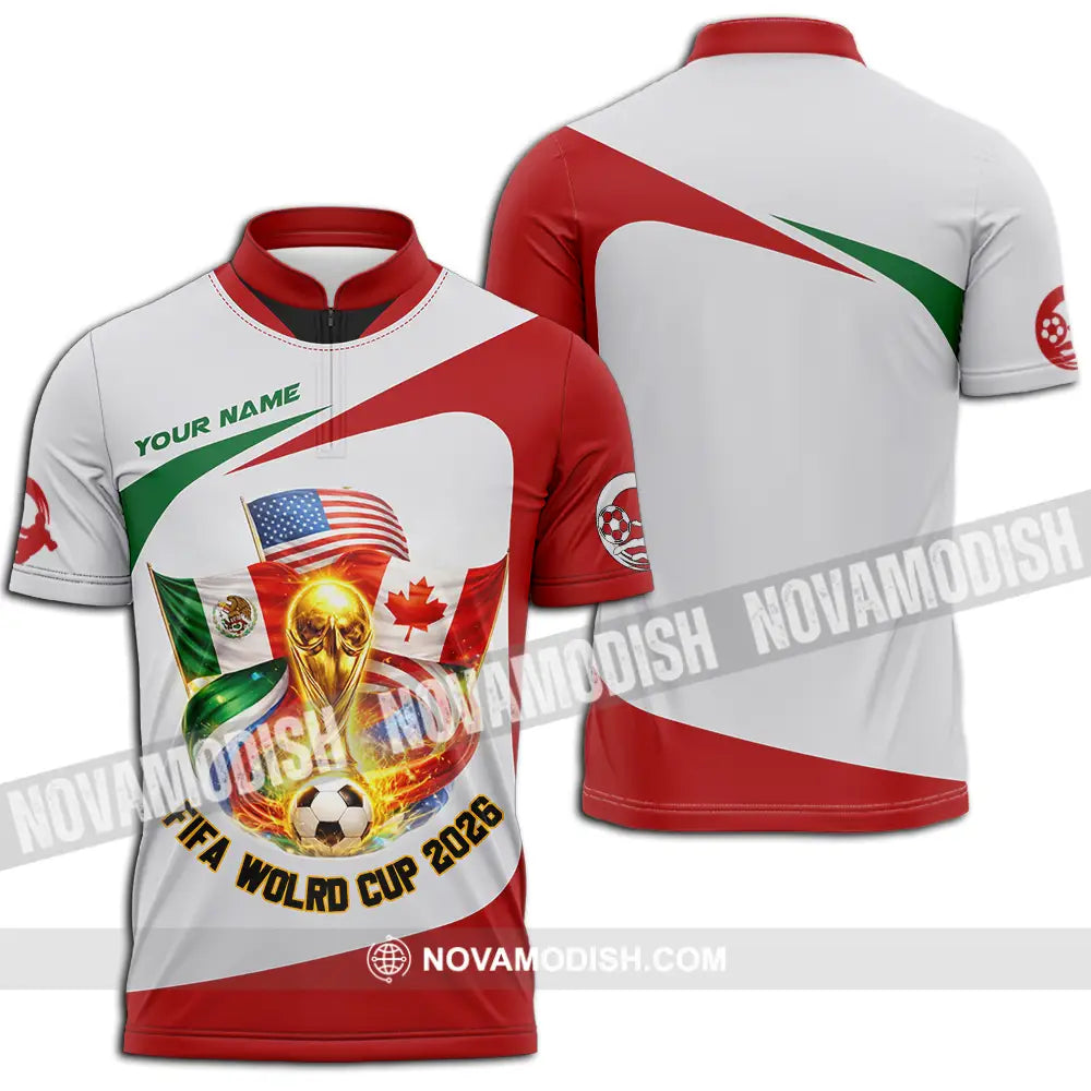 Unisex Shirt - Custom FIFA World Cup 2026 3D Shirt Zipper Polo Shirt / S T-shirt