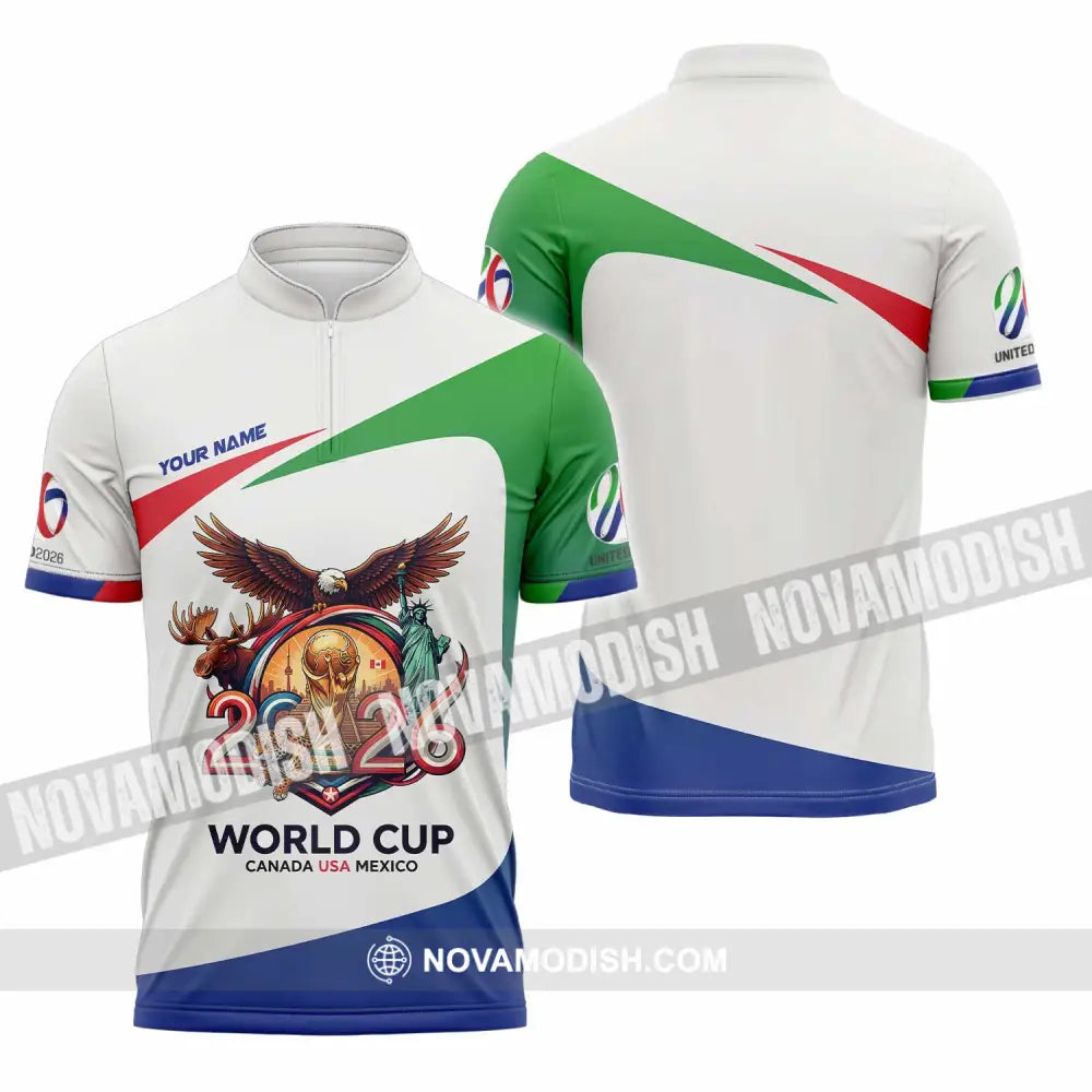 Unisex Shirt - Custom Fifa World Cup 2026 3D Shirt Zipper Polo Shirt / S T-shirt