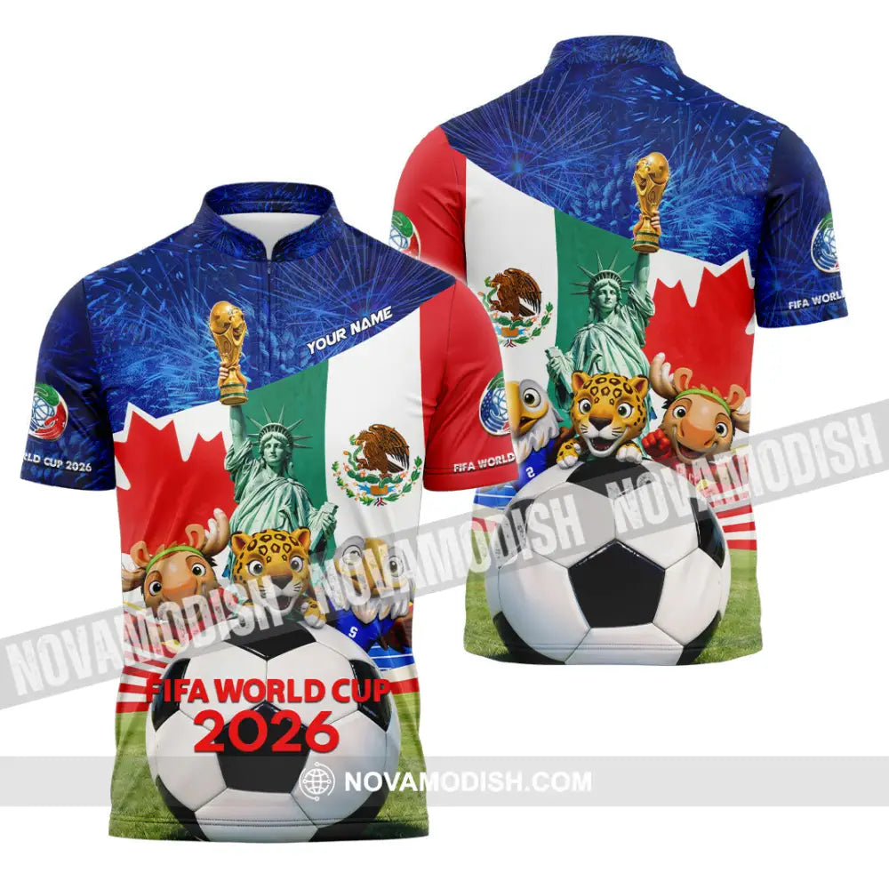 Unisex Shirt - Custom FIFA World Cup 2026 3D Shirt Zipper Polo Shirt / S T-shirt
