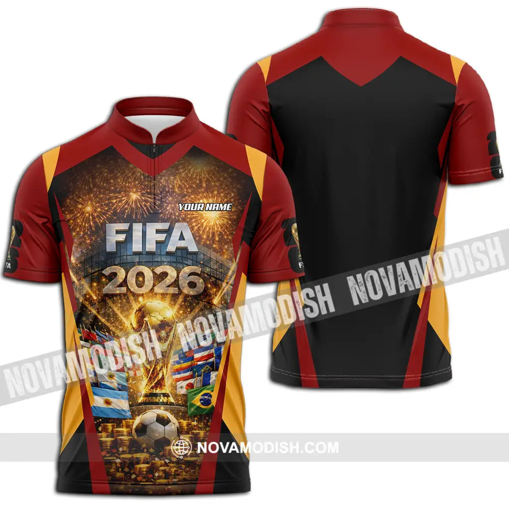Unisex Shirt - Custom FIFA World Cup 2026 3D Shirt Zipper Polo Shirt / S T-shirt