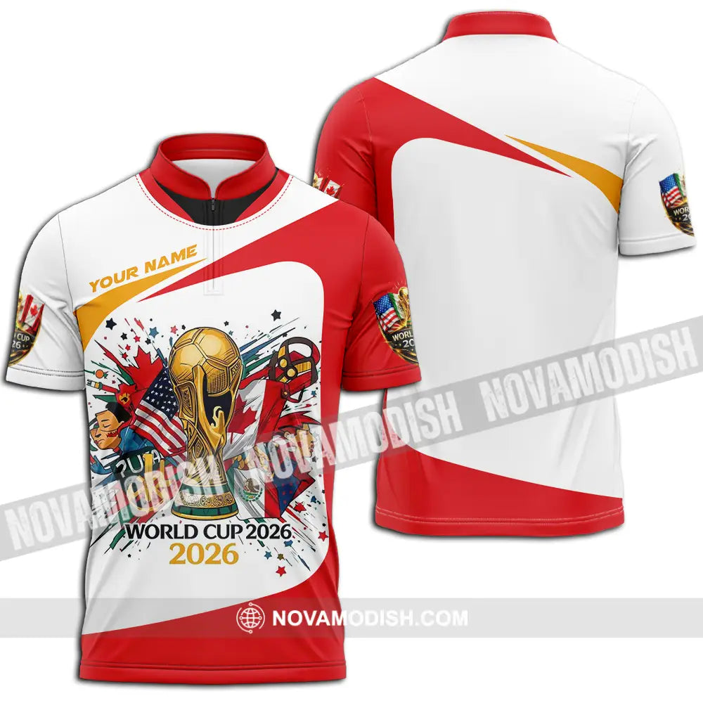 Unisex Shirt - Custom FIFA World Cup 2026 3D Shirt Zipper Polo Shirt / S T-shirt