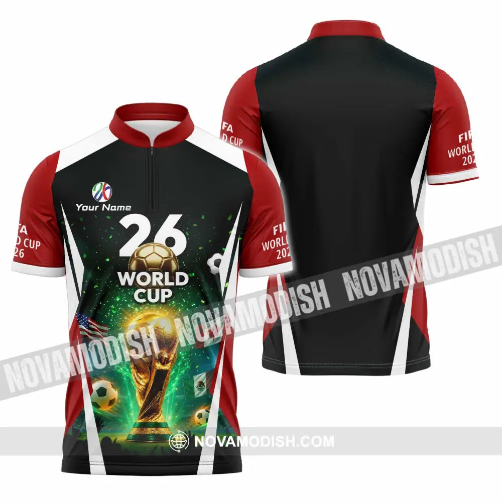 Unisex Shirt - Custom Fifa World Cup 2026 3D Shirt Zipper Polo Shirt / S T-shirt