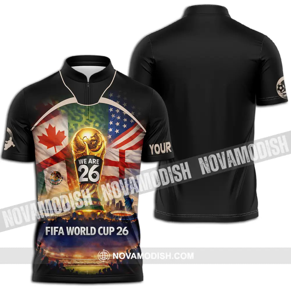 Unisex Shirt - Custom FIFA World Cup 2026 3D Shirt Zipper Polo Shirt / S T-shirt