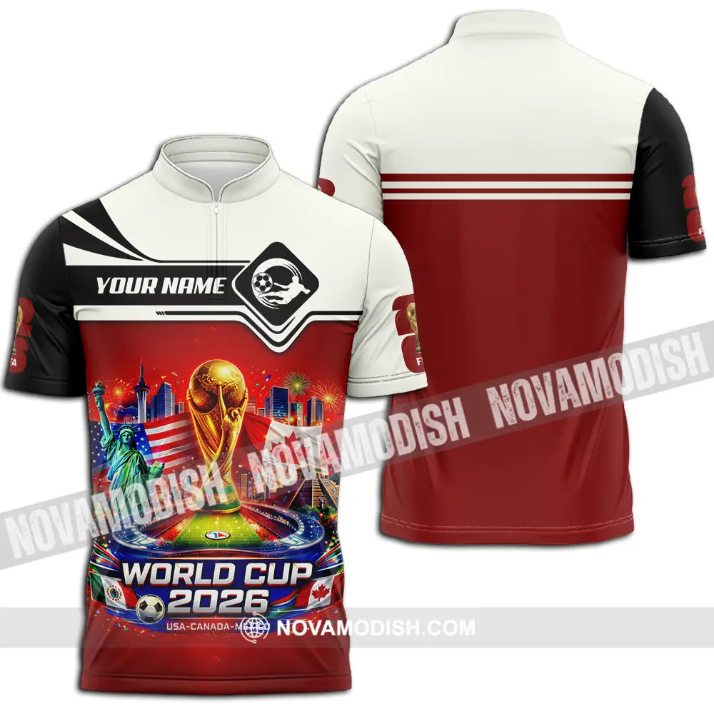 Unisex Shirt - Custom FIFA World Cup 2026 3D Shirt Zipper Polo Shirt / S T-shirt
