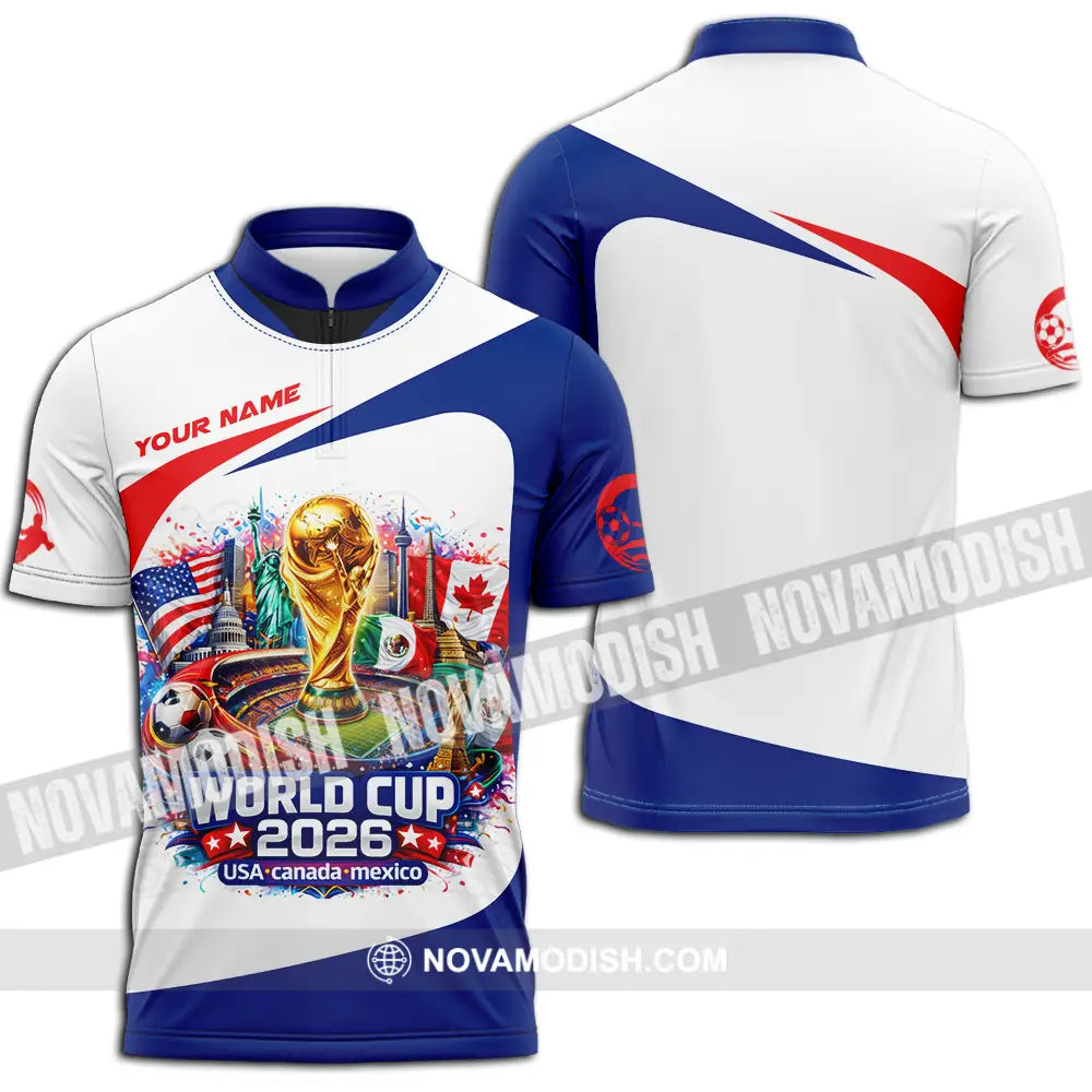 Unisex Shirt - Custom FIFA World Cup 2026 3D Shirt Zipper Polo Shirt / S T-shirt