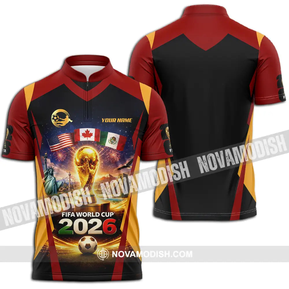 Unisex Shirt - Custom Fifa World Cup 2026 3D Shirt Zipper Polo Shirt / S T-shirt
