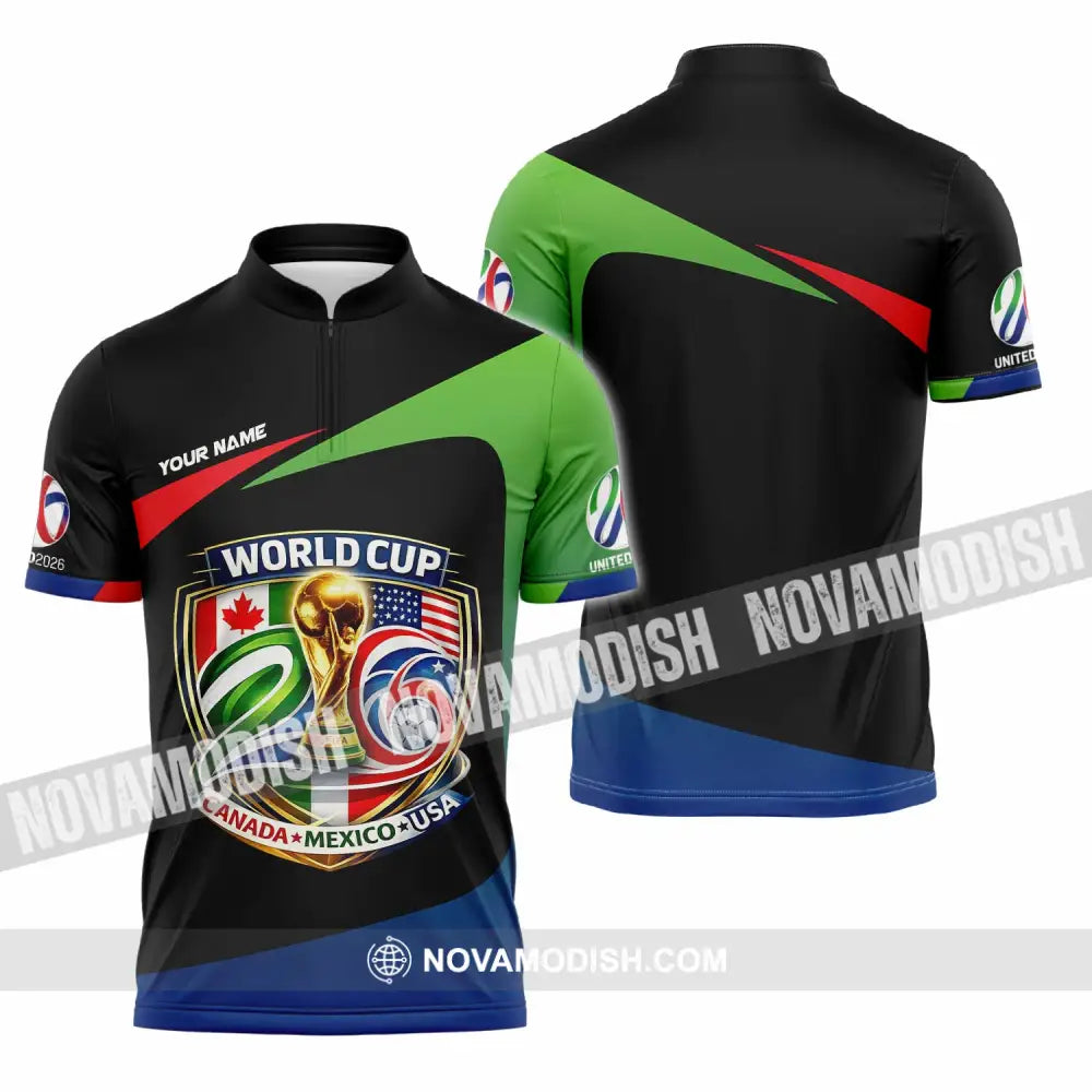 Unisex Shirt - Custom Fifa World Cup 2026 3D Shirt Zipper Polo Shirt / S T-shirt