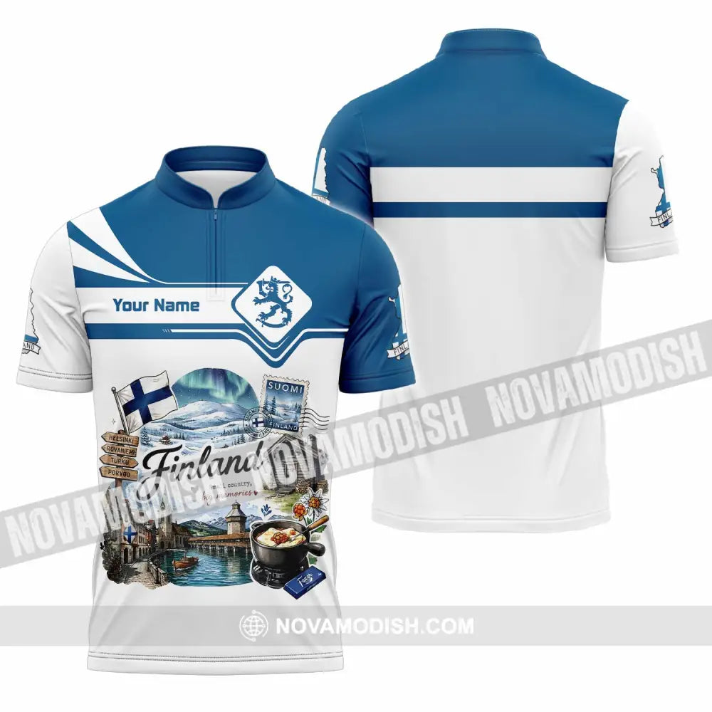 Unisex Shirt - Custom Finland Shirt - Zipper Polo Shirt / S - T-shirt