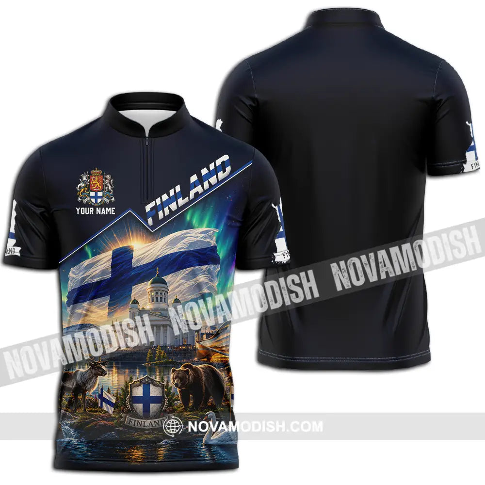 Unisex Shirt - Custom Finland Shirt - Zipper Polo Shirt / S - T-shirt