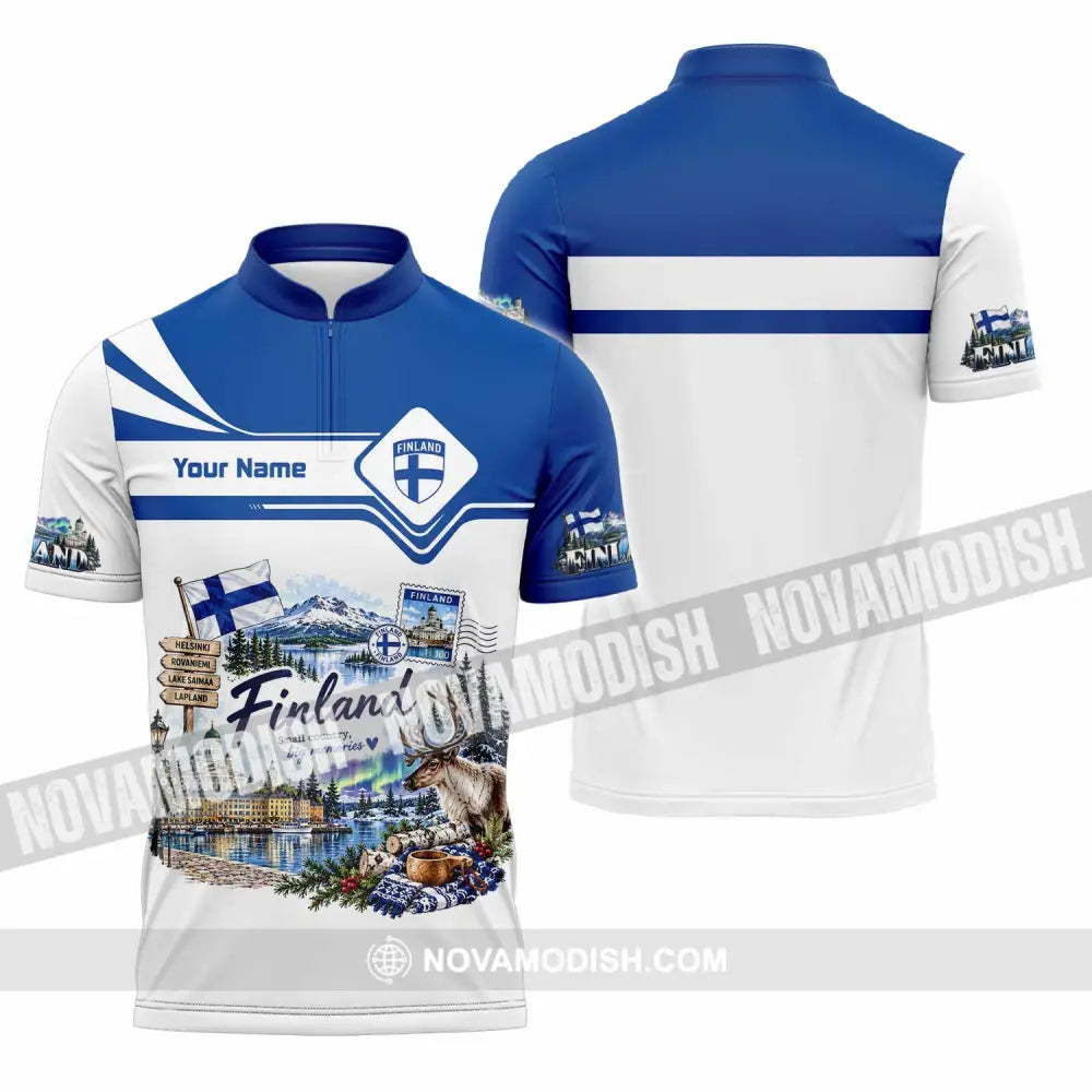 Unisex Shirt - Custom Finland Shirt - Zipper Polo Shirt / S - T-shirt