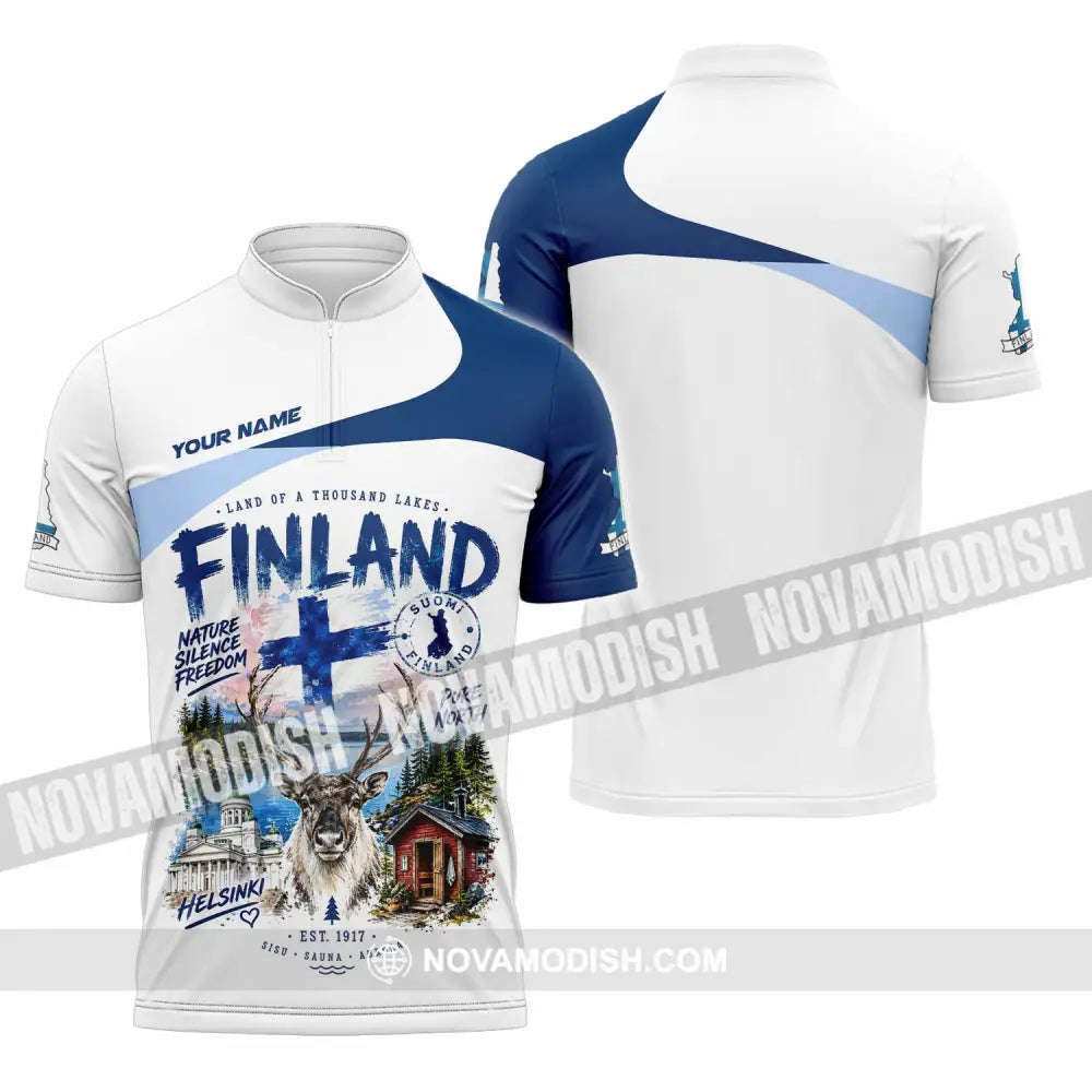 Unisex Shirt - Custom Finland Shirt - Zipper Polo Shirt / S - T-shirt