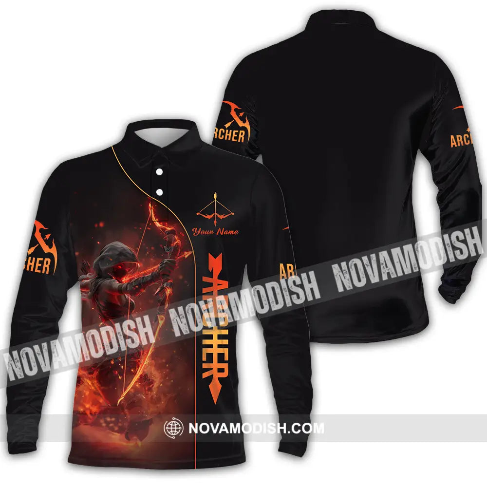 Unisex Shirt - Custom Fire Archery Shirt Long Sleeve Polo / S T-shirt