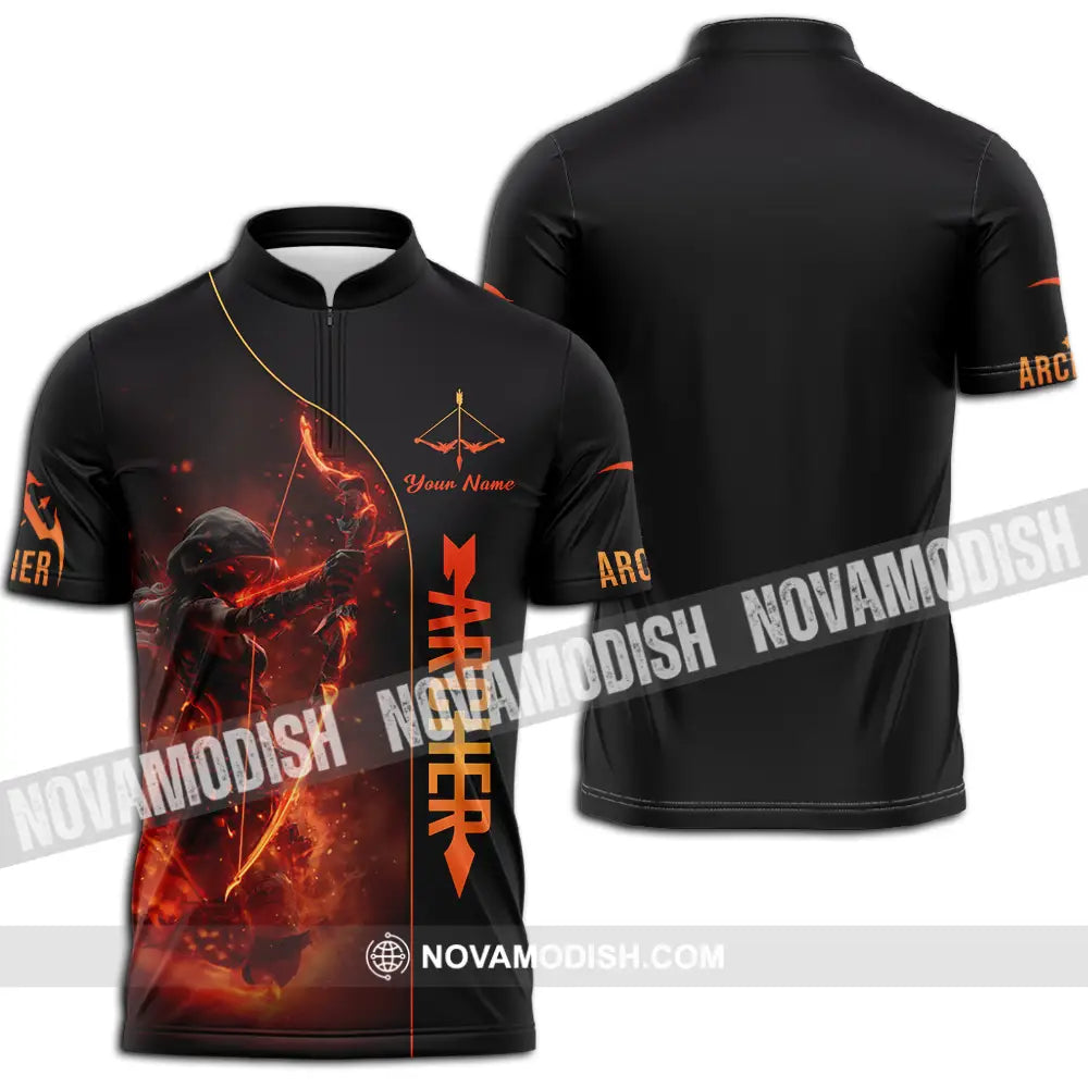 Unisex Shirt - Custom Fire Archery Shirt Zipper Polo Shirt / S T-shirt