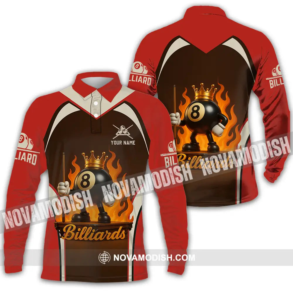 Unisex Shirt - Custom Fire Billiard Shirt Long Sleeve Polo / S T-shirt