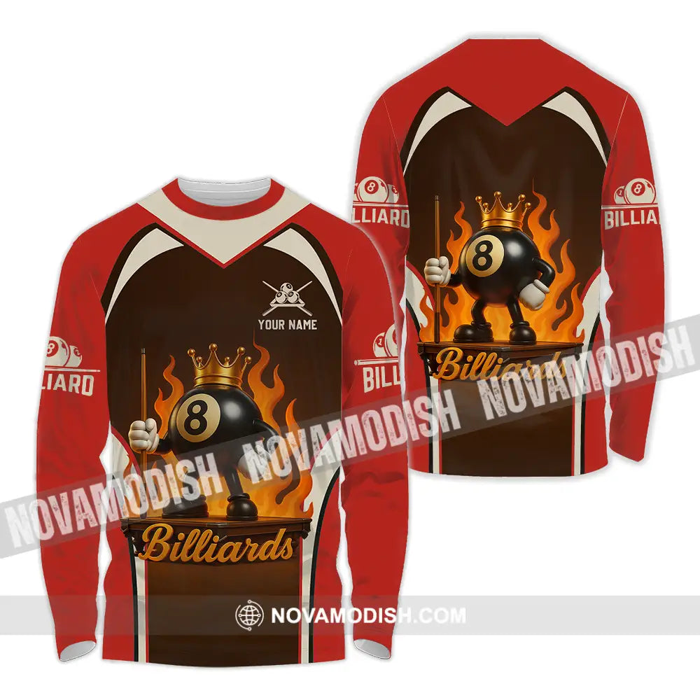Unisex Shirt - Custom Fire Billiard Shirt Long Sleeve Shirt / S T-shirt