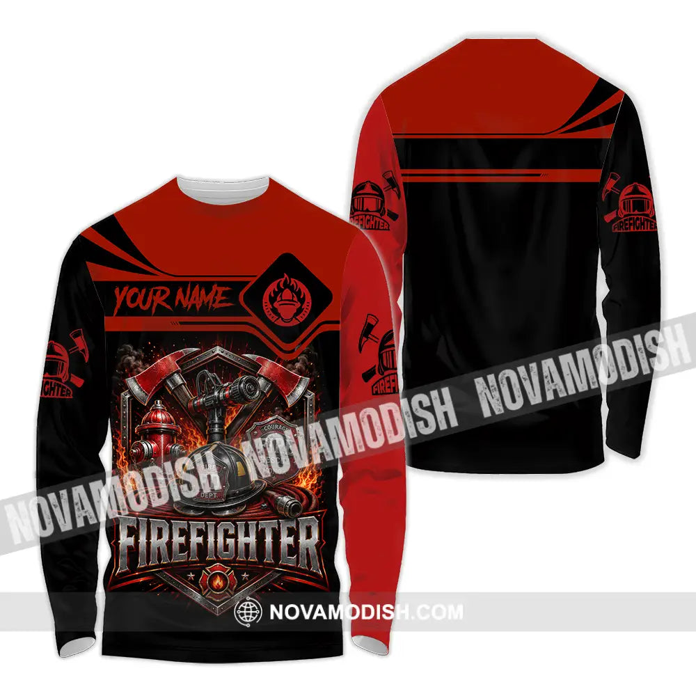 Unisex Shirt - Custom Fire Fighter Shirt - Long Sleeve Shirt / S - T-shirt