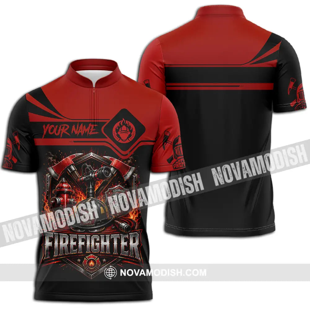 Unisex Shirt - Custom Fire Fighter Shirt - Zipper Polo Shirt / S - T-shirt