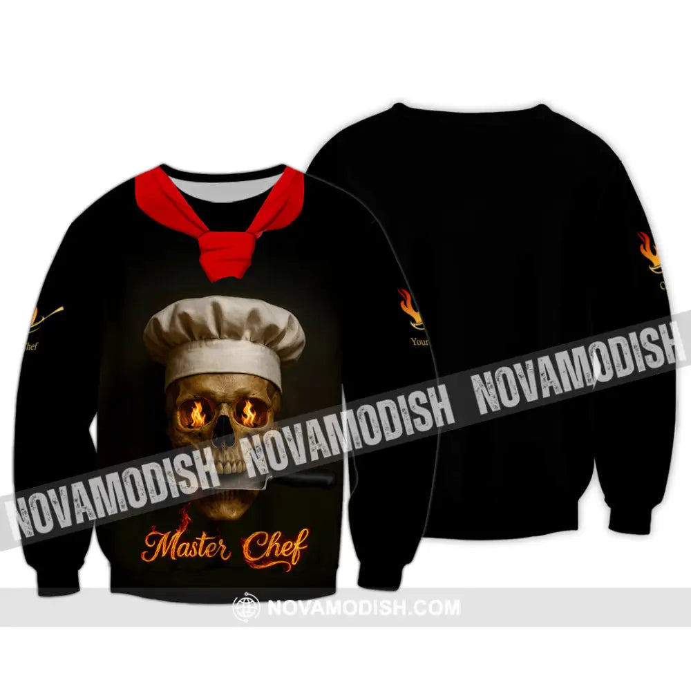 Unisex Shirt - Custom Fire Skullcap Master Chef Shirt Long Sleeve / S T-shirt
