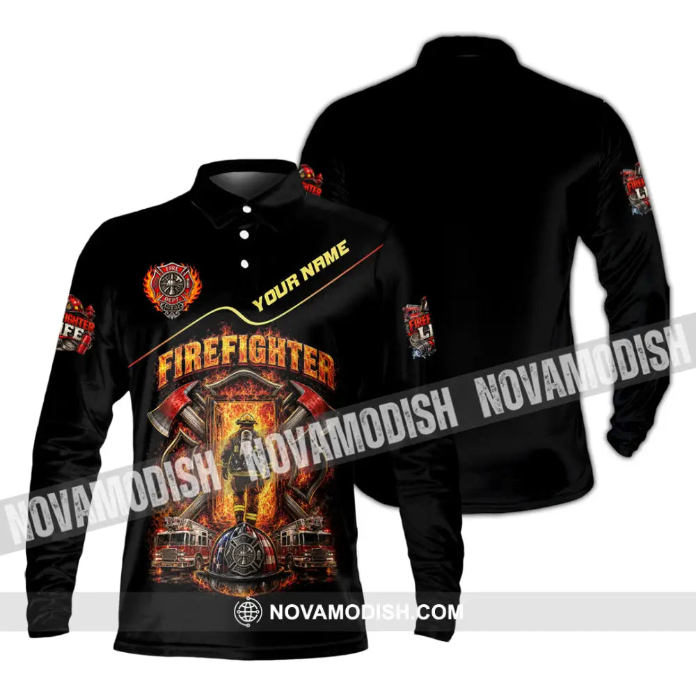 Unisex Shirt - Custom Firefighter Shirt - Long Sleeve Polo / S - T-shirt