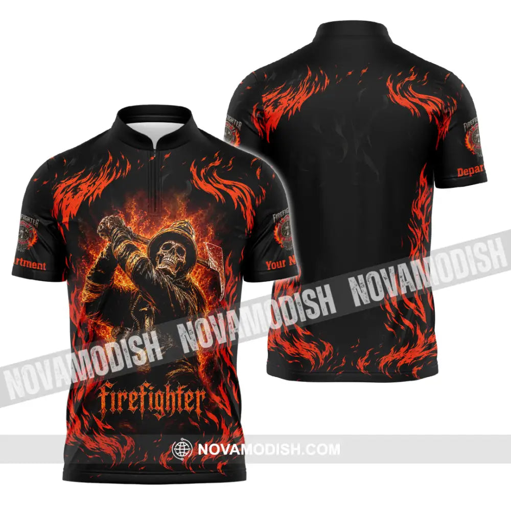 Unisex Shirt - Custom Firefighter Shirt - Zipper Polo Shirt / S - T-shirt