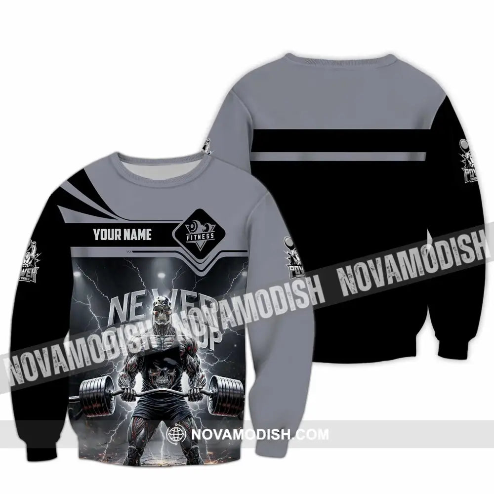 Unisex Shirt - Custom Fitness Never Give Up 3D Shirt Long Sleeve / S T-shirt