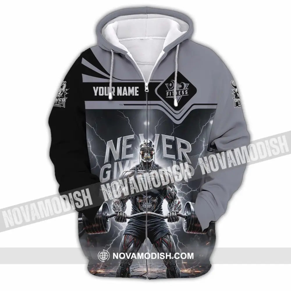 Unisex Shirt - Custom Fitness Never Give Up 3D Shirt Zipper Hoodie / S T-shirt