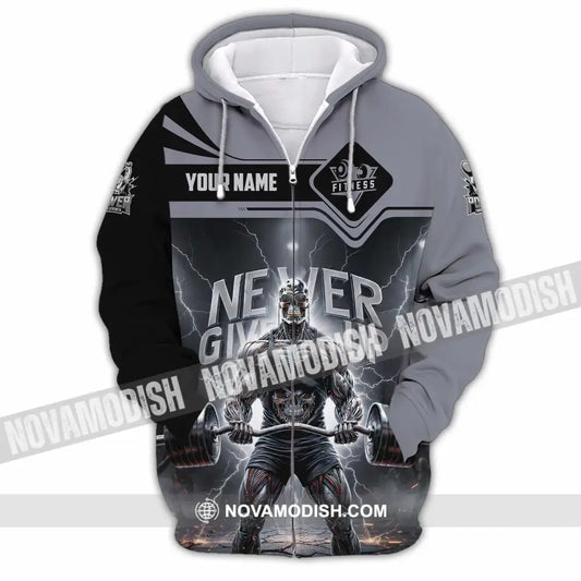 Unisex Shirt - Custom Fitness Never Give Up 3D Shirt Zipper Hoodie / S T-shirt