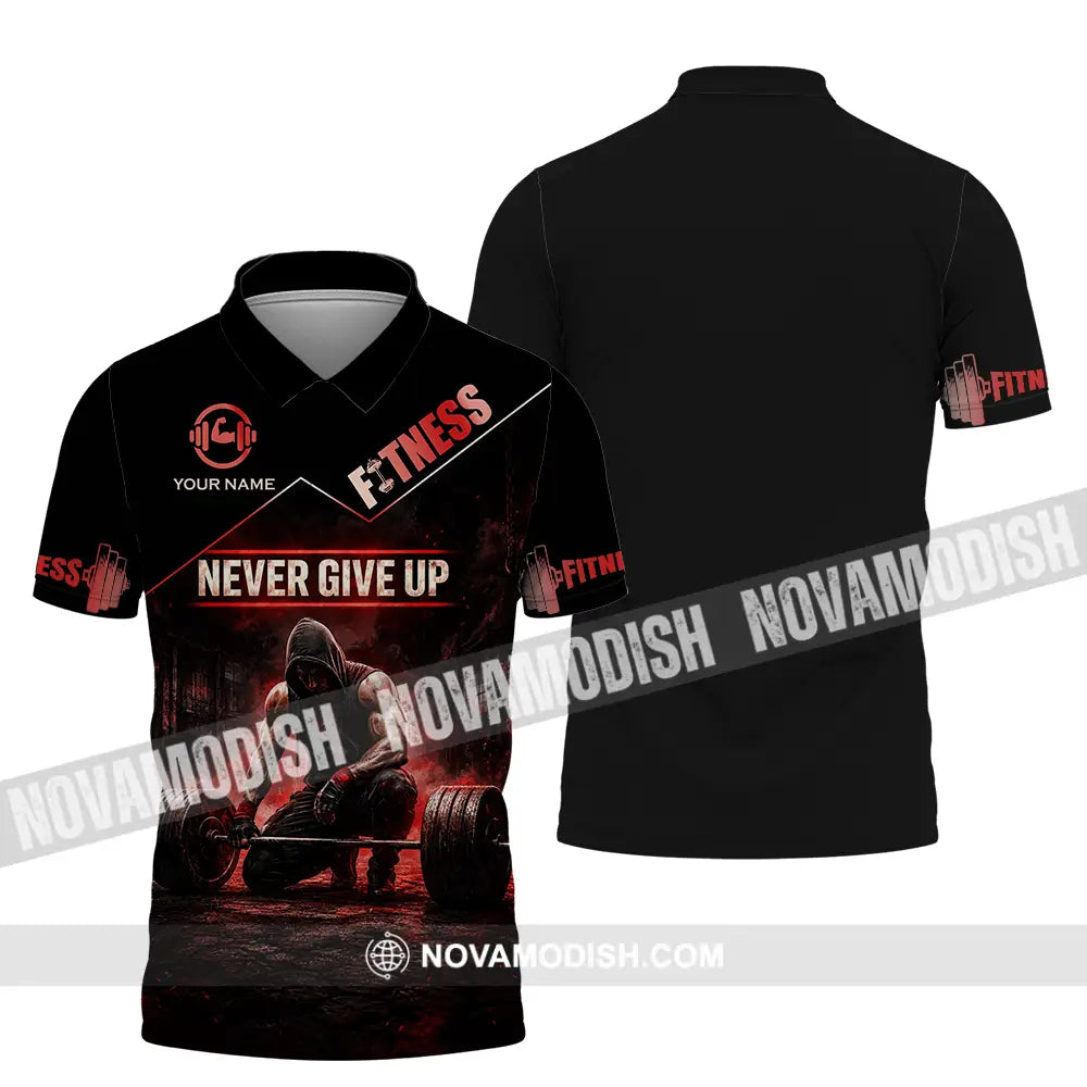 Unisex Shirt - Custom Fitness Never Give Up Shirt - Polo Shirt / S - T-shirt