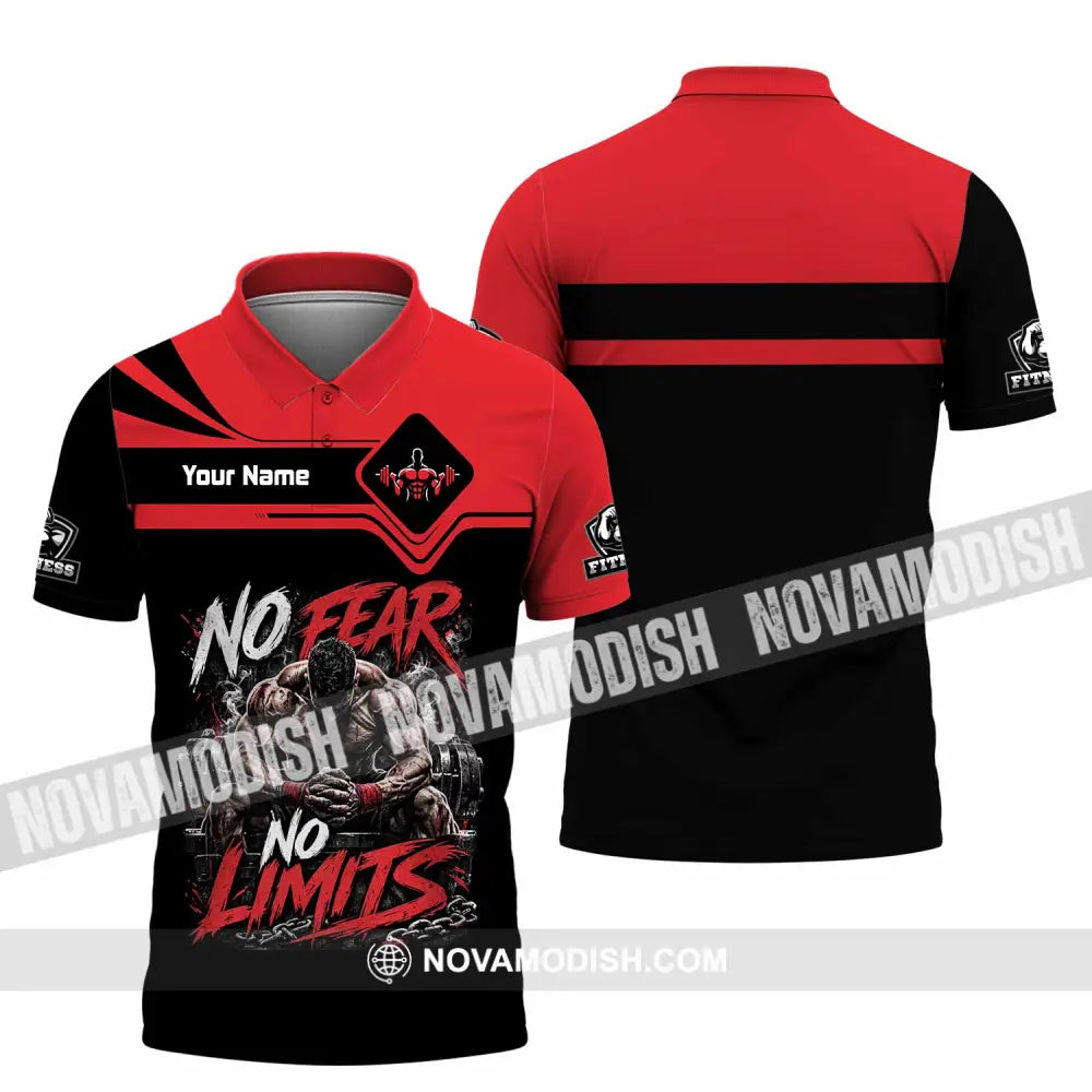 Unisex Shirt - Custom Fitness No Fear No Limits Shirt - Polo Shirt / S - T-shirt