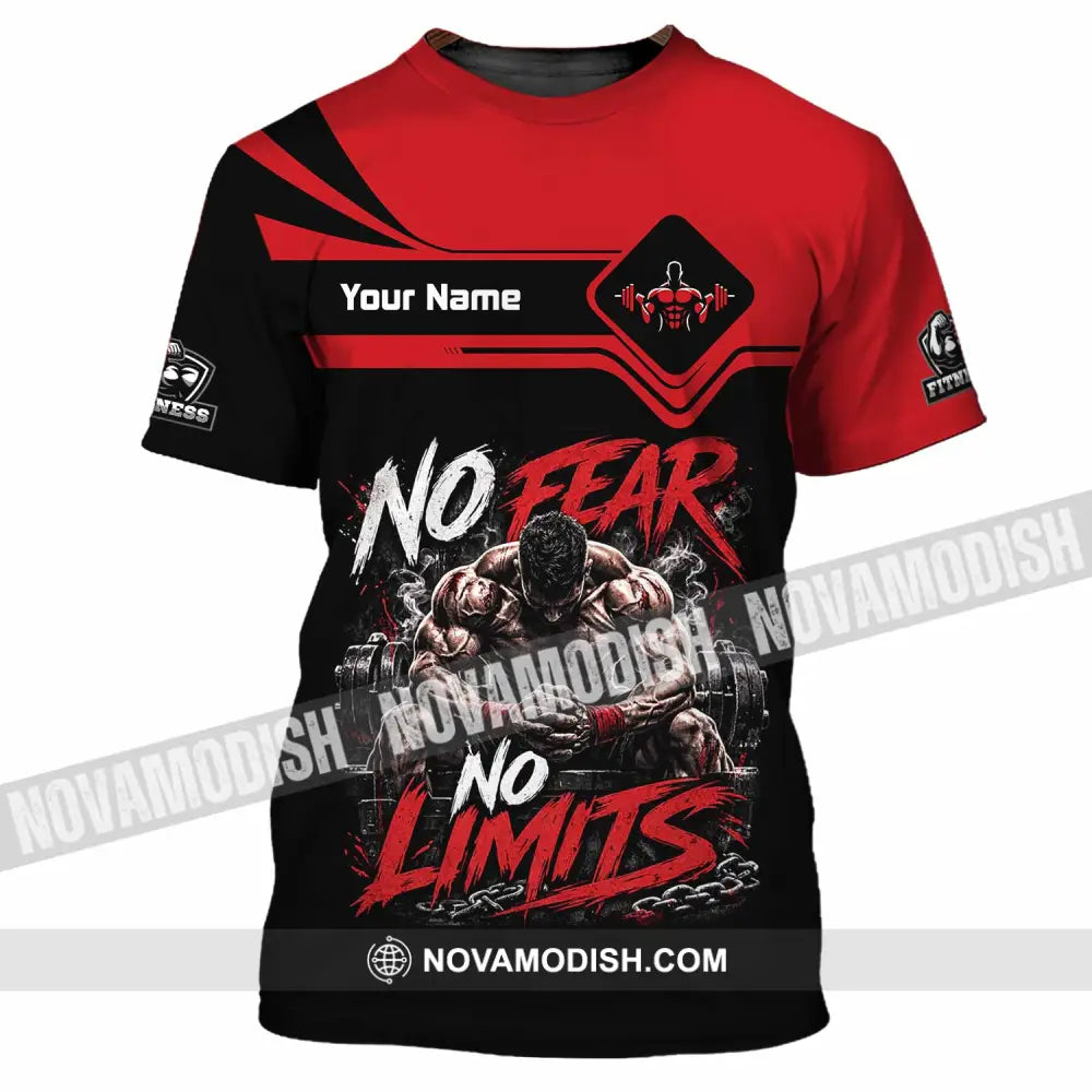 Unisex Shirt - Custom Fitness No Fear No Limits Shirt - T-Shirt / S - T-shirt