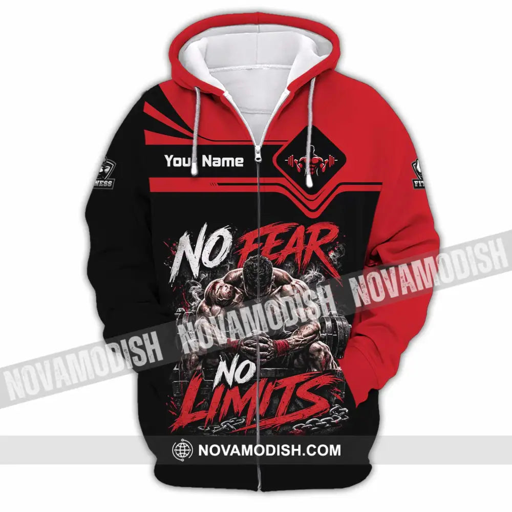Unisex Shirt - Custom Fitness No Fear No Limits Shirt - Zipper Hoodie / S - T-shirt