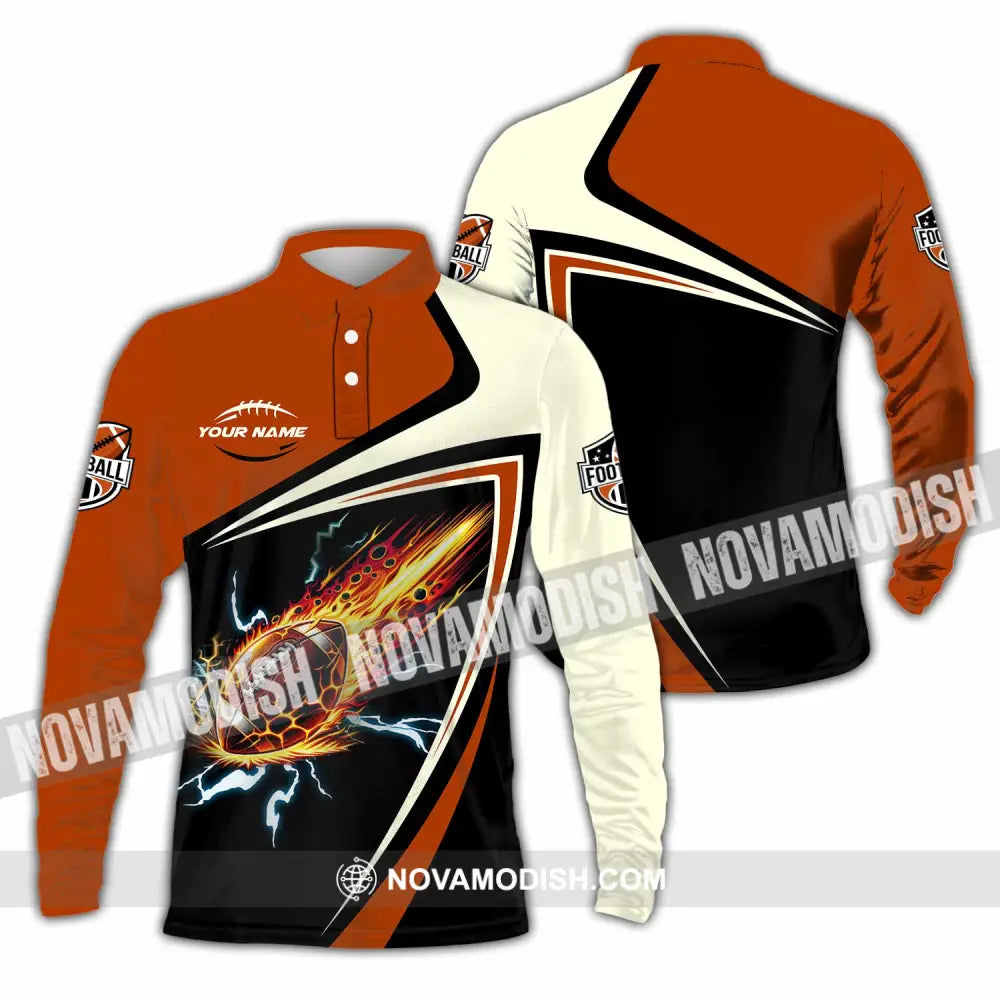 Unisex Shirt - Custom Football Fire Sport Shirt Long Sleeve Polo / S T-shirt