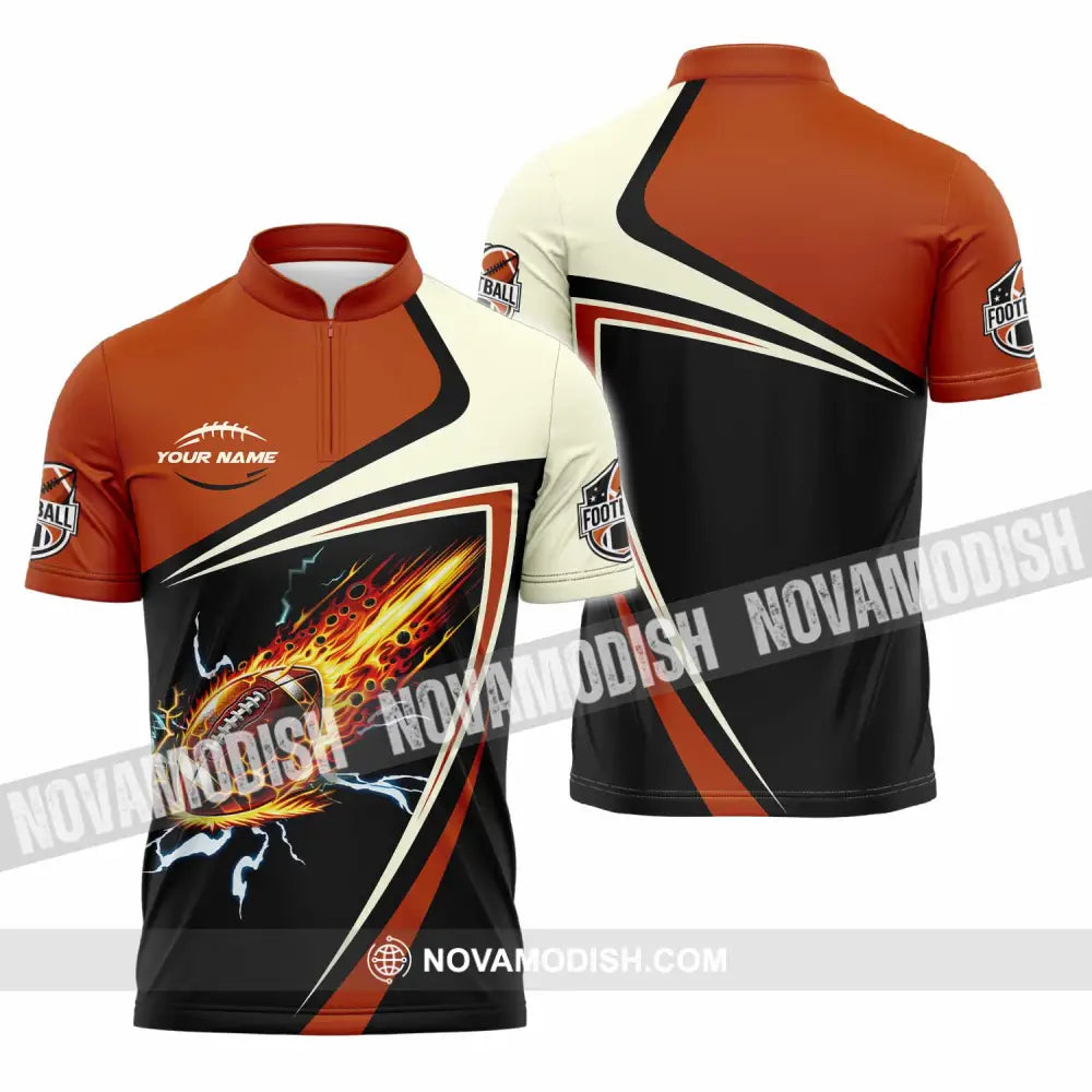 Unisex Shirt - Custom Football Fire Sport Shirt Zipper Polo Shirt / S T-shirt