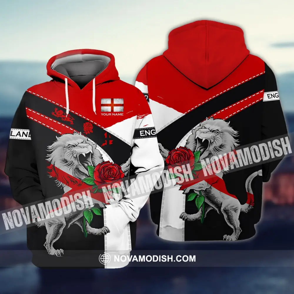 Unisex Shirt - Custom Football Name T-Shirt England Rose Lion Shirt T-shirt