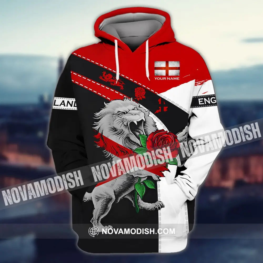 Unisex Shirt - Custom Football Name T-Shirt England Rose Lion Shirt Hoodie / S T-shirt