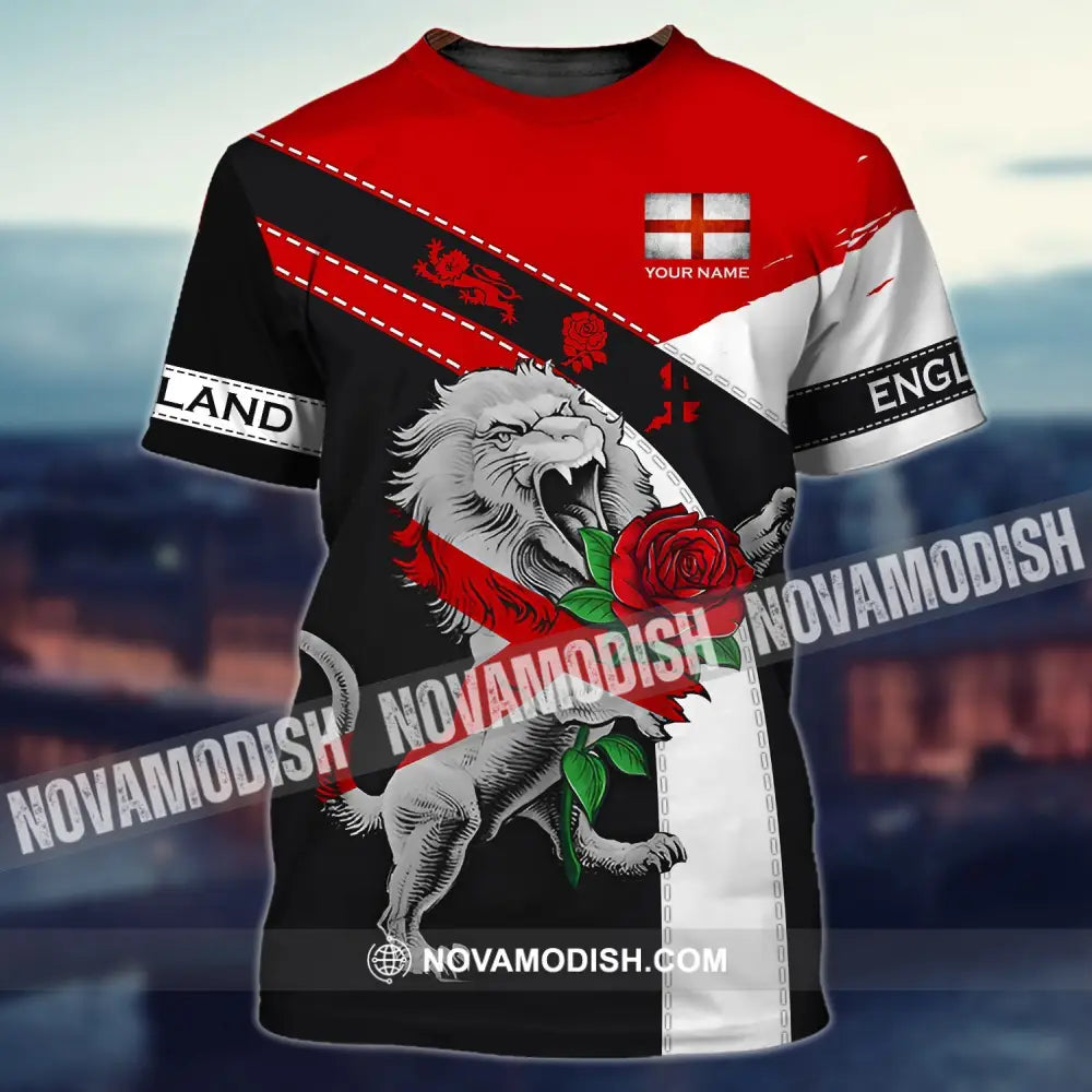 Unisex Shirt - Custom Football Name T-Shirt England Rose Lion Shirt T-Shirt / S T-shirt