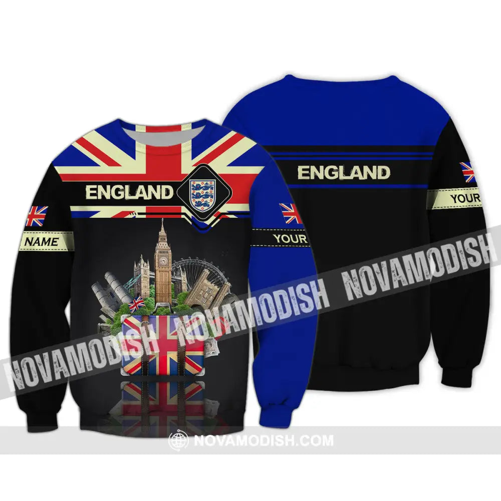 Unisex Shirt - Custom Football Name T-Shirt England Tourist Destinations Shirt Long Sleeve / S T-shirt