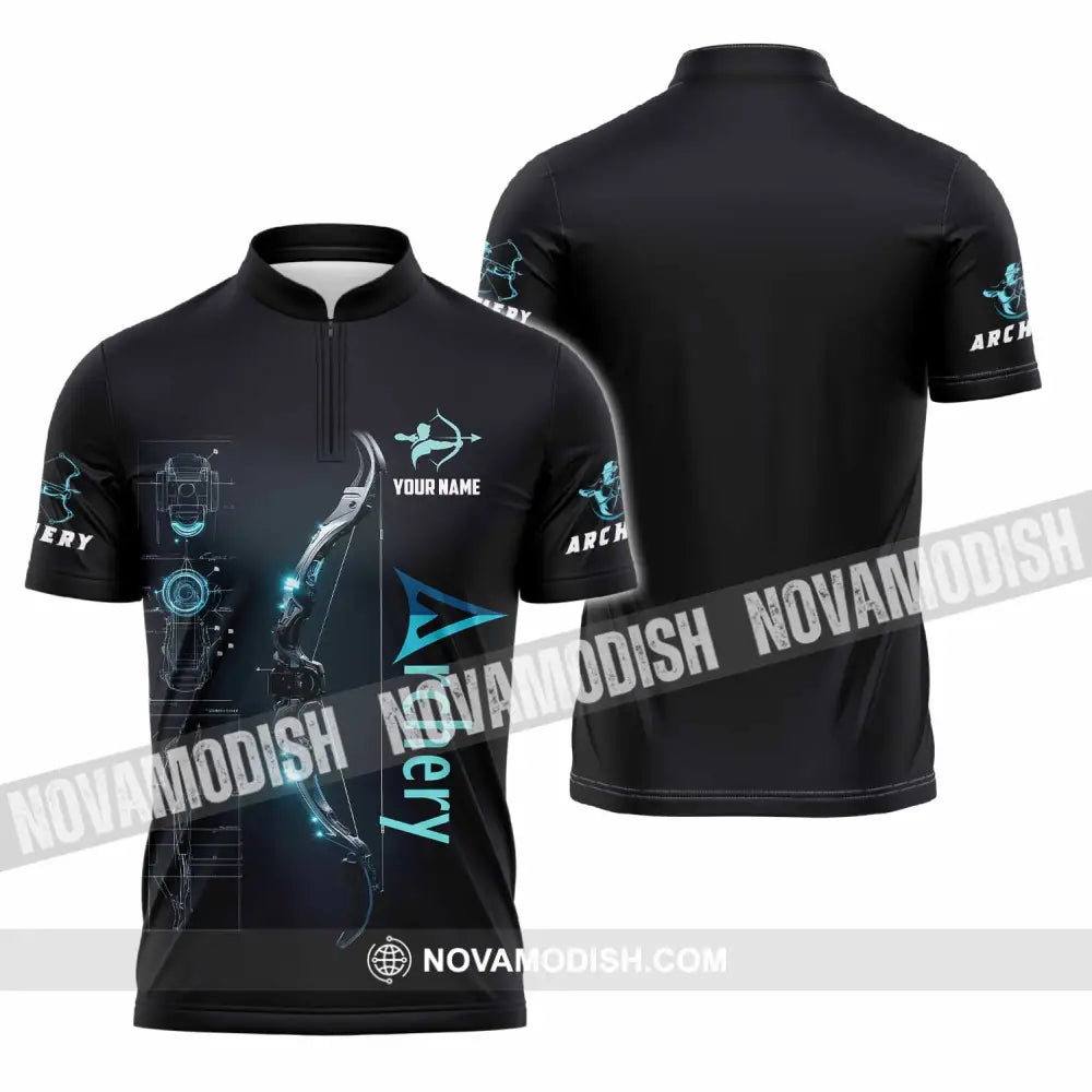 Unisex Shirt - Custom Shirt For Archery Player Zipper Polo Shirt / S T-shirt