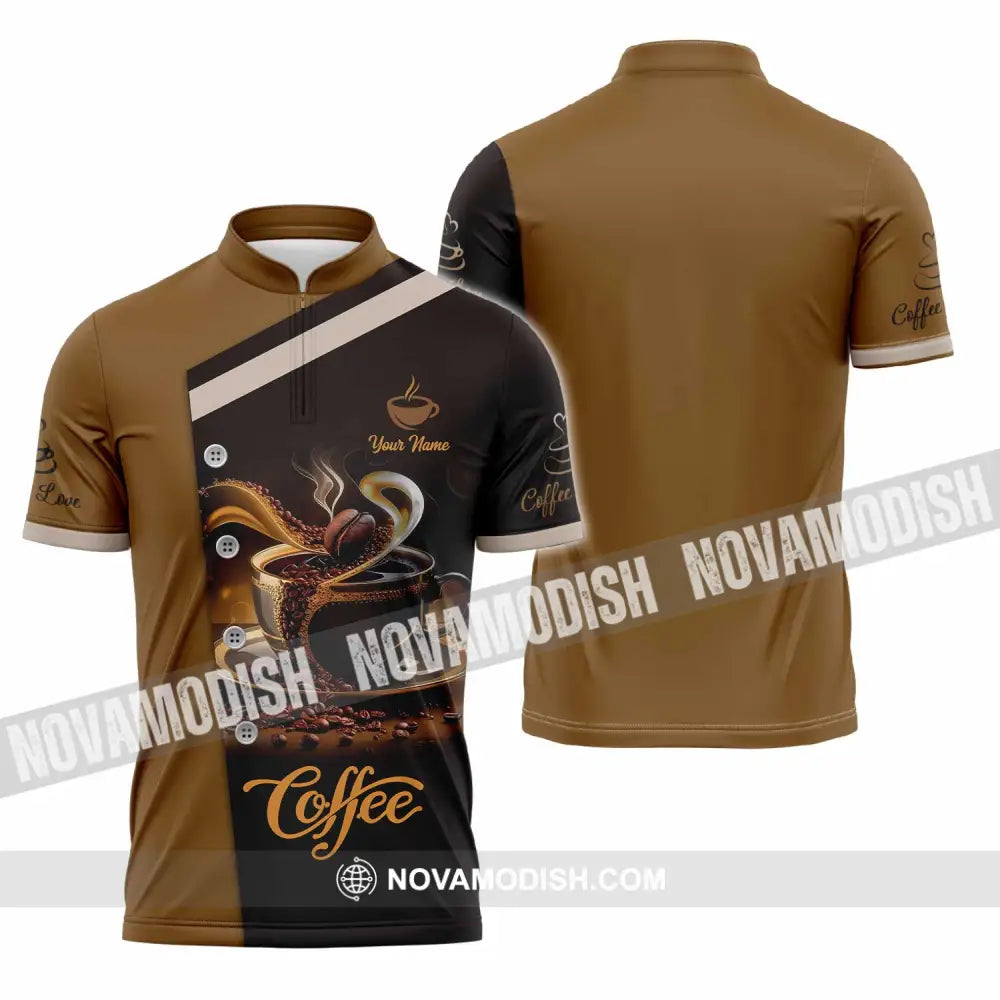 Unisex Shirt - Custom Shirt For Coffee Lover Zipper Polo Shirt / S T-shirt