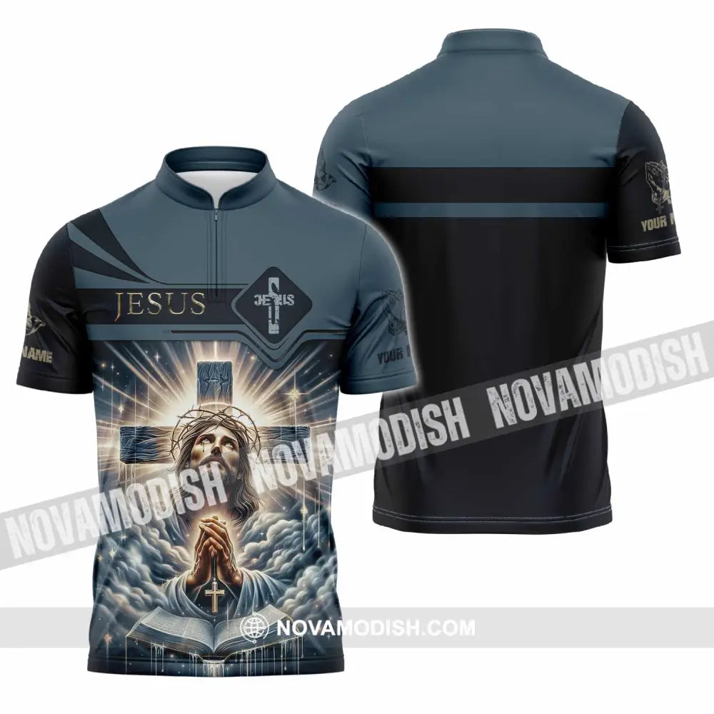 Unisex Shirt - Custom Shirt For Jesus Prayer Zipper Polo Shirt / S T-shirt