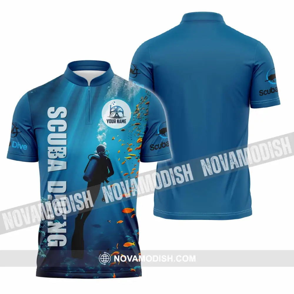 Unisex Shirt - Custom Shirt For Scuba Diving Player Zipper Polo Shirt / S T-shirt